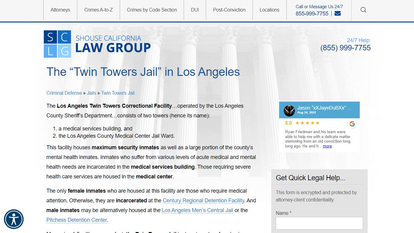 Information For The Twin Towers Jail In Los Angeles - Shouse Law Group